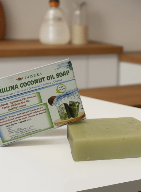 Handcrafted Spirulina Coconut Oil Soap for Natural Radiance and Moisturizing Care