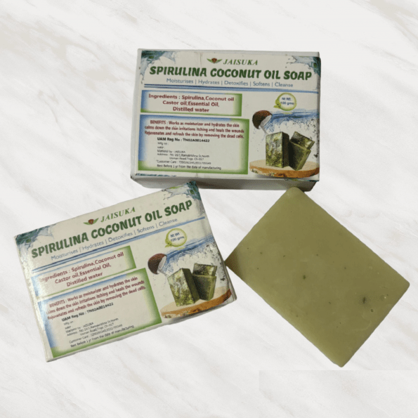 Handcrafted Spirulina Coconut Oil Soap for Natural Radiance and Moisturizing Care